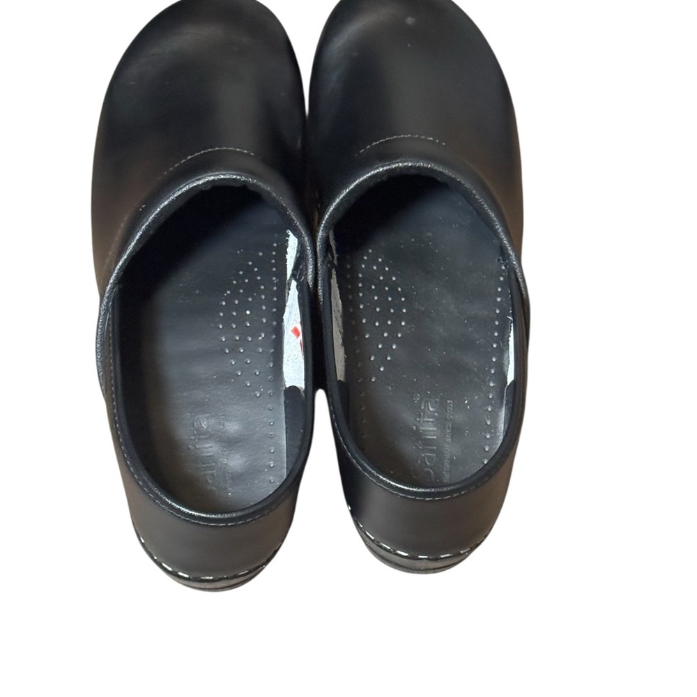 Sanita Black Leather Clogs Size 42 Slip Resistant Professional Unisex - Picture 5 of 10